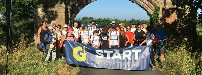 Participants at the start of the Hadrian's Wall Trek